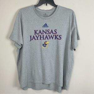 Adidas Kansas Jayhawks Grey T-Shirt KU Active Workout SZ XXL Creator Tee